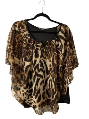 Sheer Leopard-Print Blousewith built in black tank under. NWOT Size large!